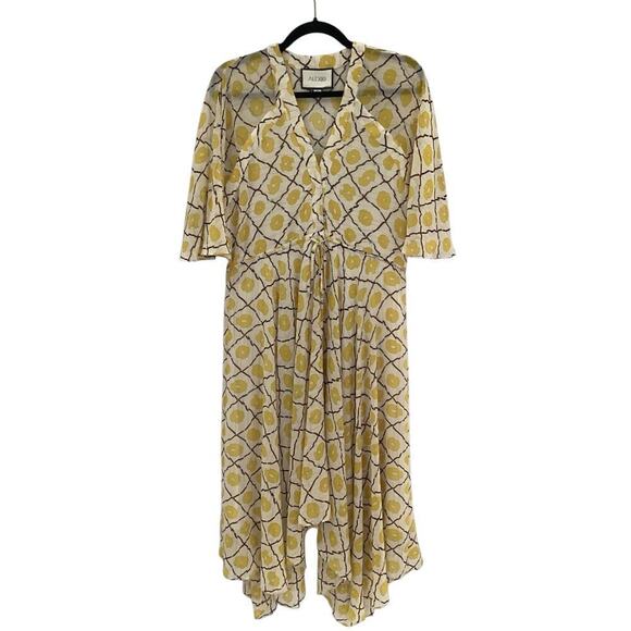 Alexis Sania Handkerchief Dress In Yellow And White Flowy Size Small - Picture 2 of 13